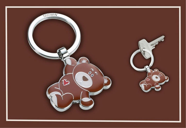 TROIKA Schlüsselanhänger Teddybär Bruno – Metall, Braun, 6er-Pack