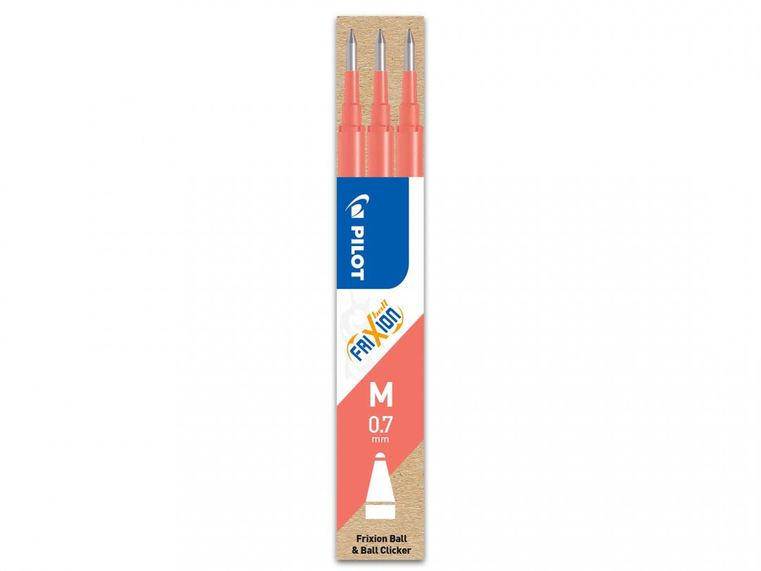 Pilot FriXion Roller-Patronen für Ball, Clicker, LX + 1 weitere – pink, 0,7 mm, löschbar, geruchsarm, 3 Stk.