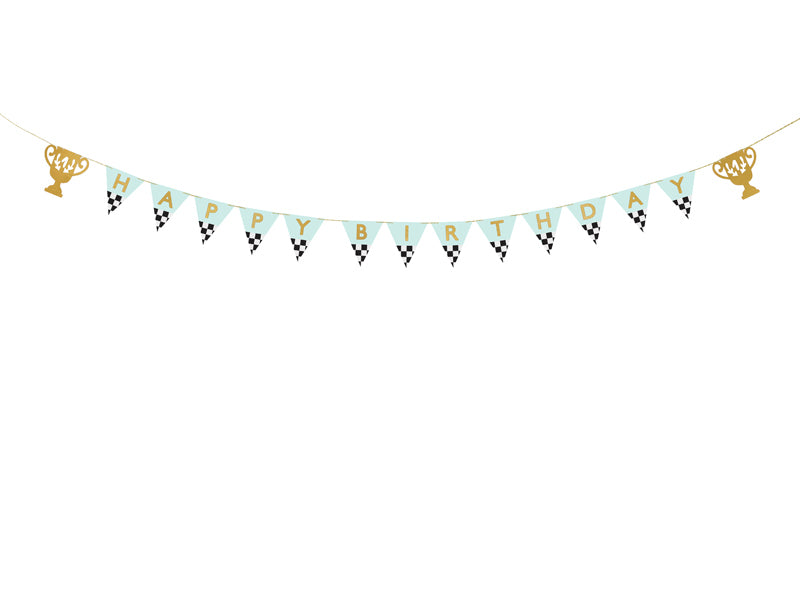 PartyDeco Fahnenbanner Happy Birthday – mehrfarbig – 250 × 13 cm – Papier – 1 Stück