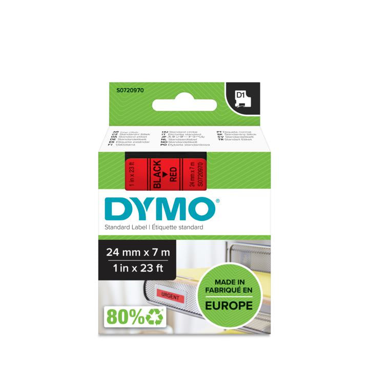 DYMO Schriftband – 24 mm, rot, schwarz