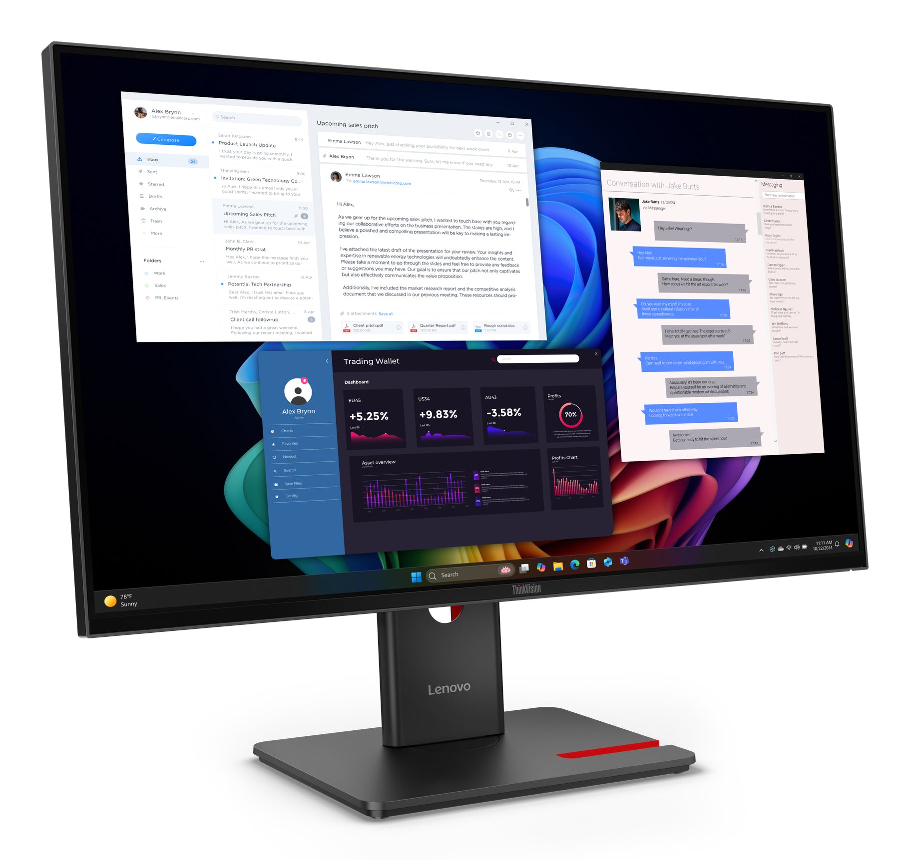 Lenovo ThinkVision T27UD-40 – 27", 3840 × 2160 (4K), IPS, USB-C 100 W, LAN, HDR10
