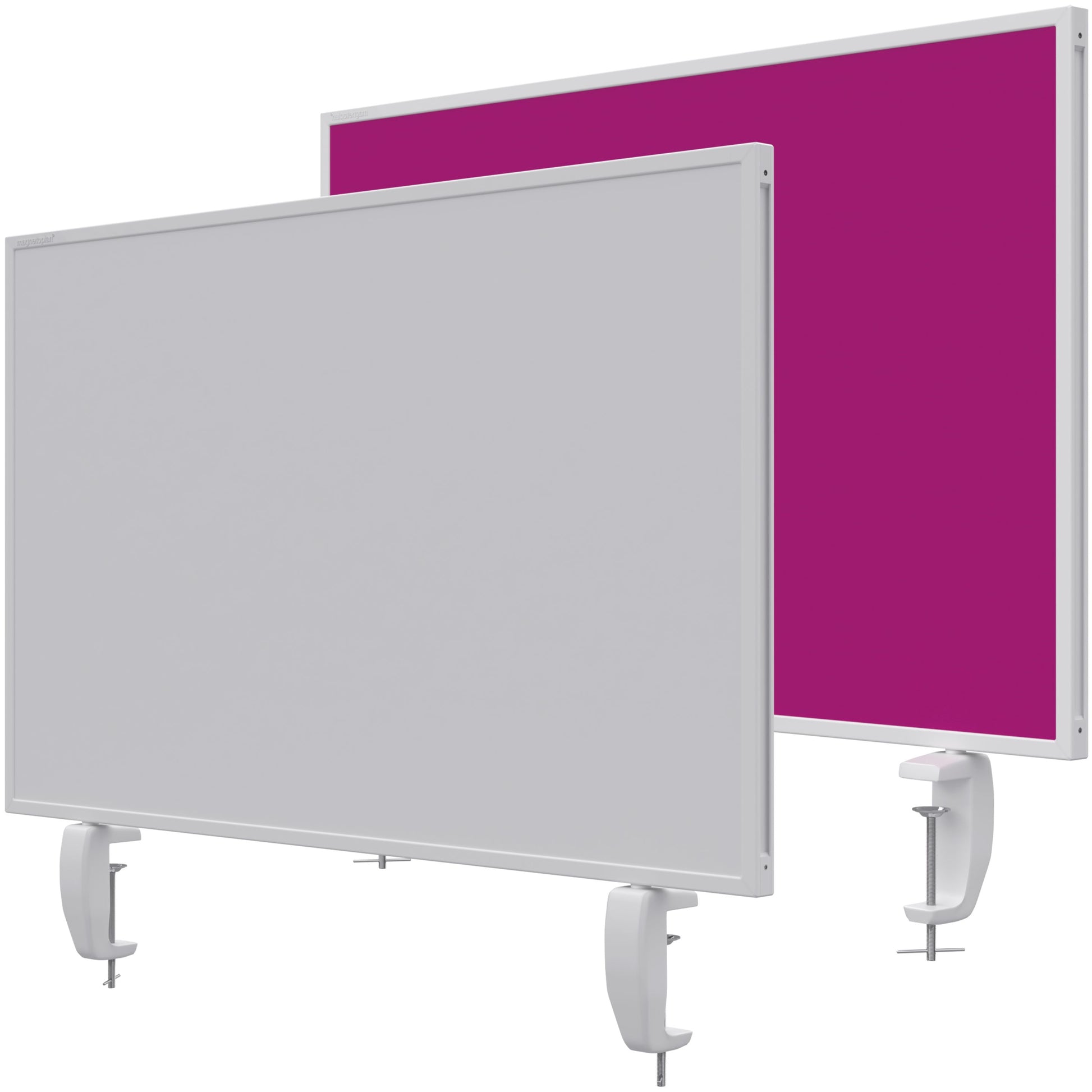magnetoplan – Tischtrennwand VarioPin – 800 × 500 mm – doppelseitig (Whiteboard/Filz) – pink