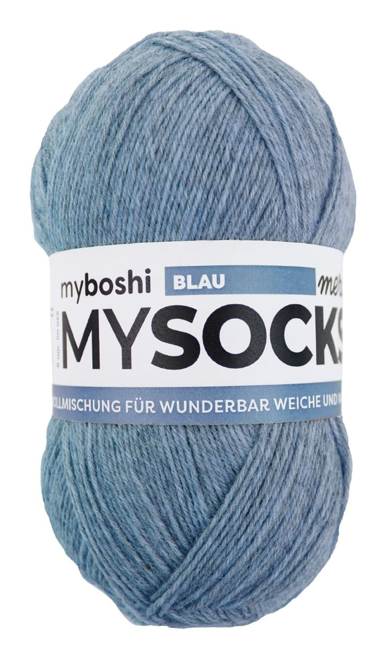 myBoshi mysocks Merino Melange Garn Blau – 100 g, 420 m, Nadel 3 mm, 75% Schurwolle/25% Polyamid, 1 Stk.