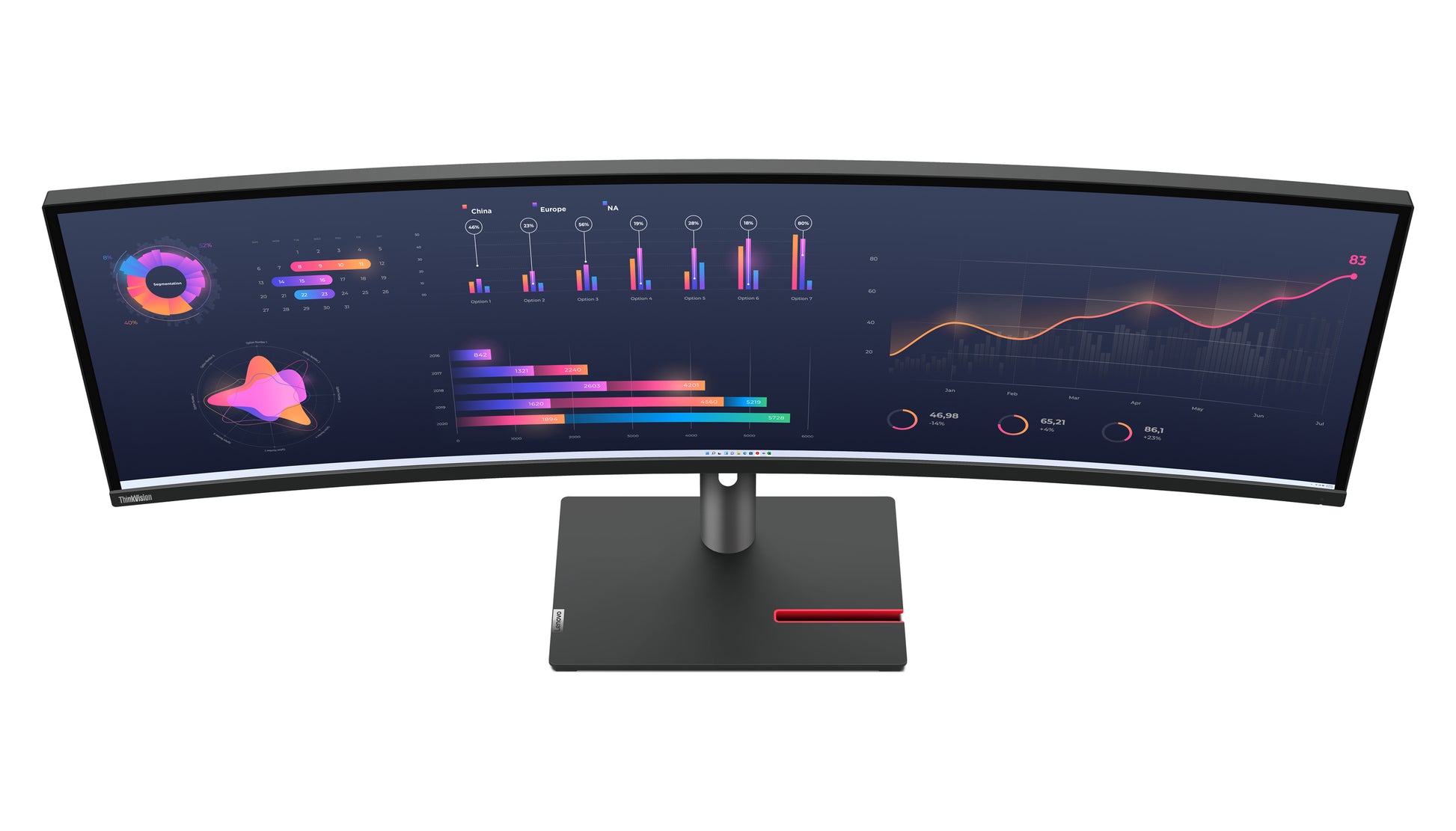 Lenovo ThinkVision P49w-30 – Monitor, 49", IPS, 60 Hz, 350 cd/m², VESA 100 × 100, 100 × 200, Schwarz