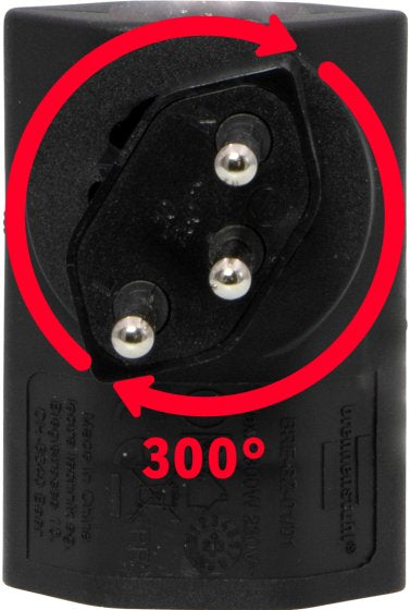 Brennenstuhl Winkeladapter T12 zu T13 – Flachstecker, 230 V, 10 A, drehbar 300° – Schwarz
