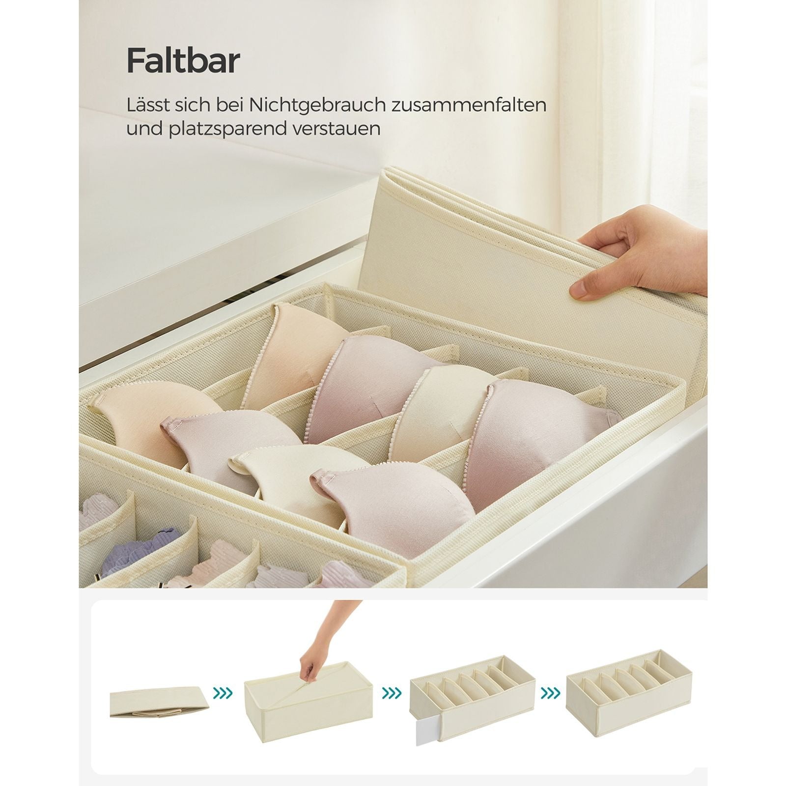 Songmics Aufbewahrungsbox – Textil – Beige – 8-teiliges Set