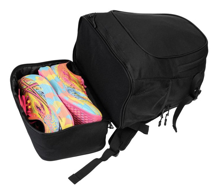 KOOR Sportrucksack F02643 – 30 l, mit Ballnetz, 600D Polyester – Schwarz, 435 × 235 × 310 mm