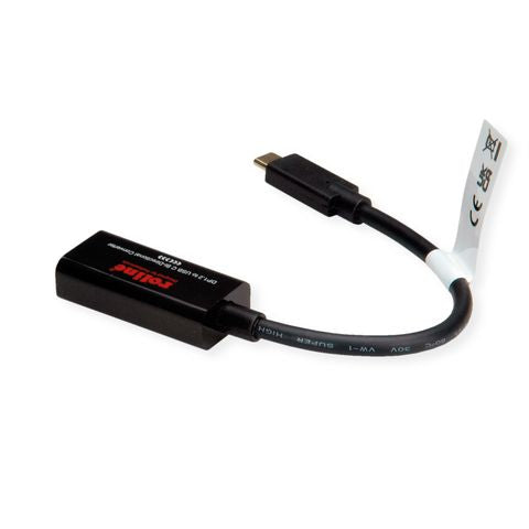 ROLINE USB-C auf DisplayPort Kabel DP 1.2 4K 60 Hz – 0,2 m – für MacBook, Notebook, PC