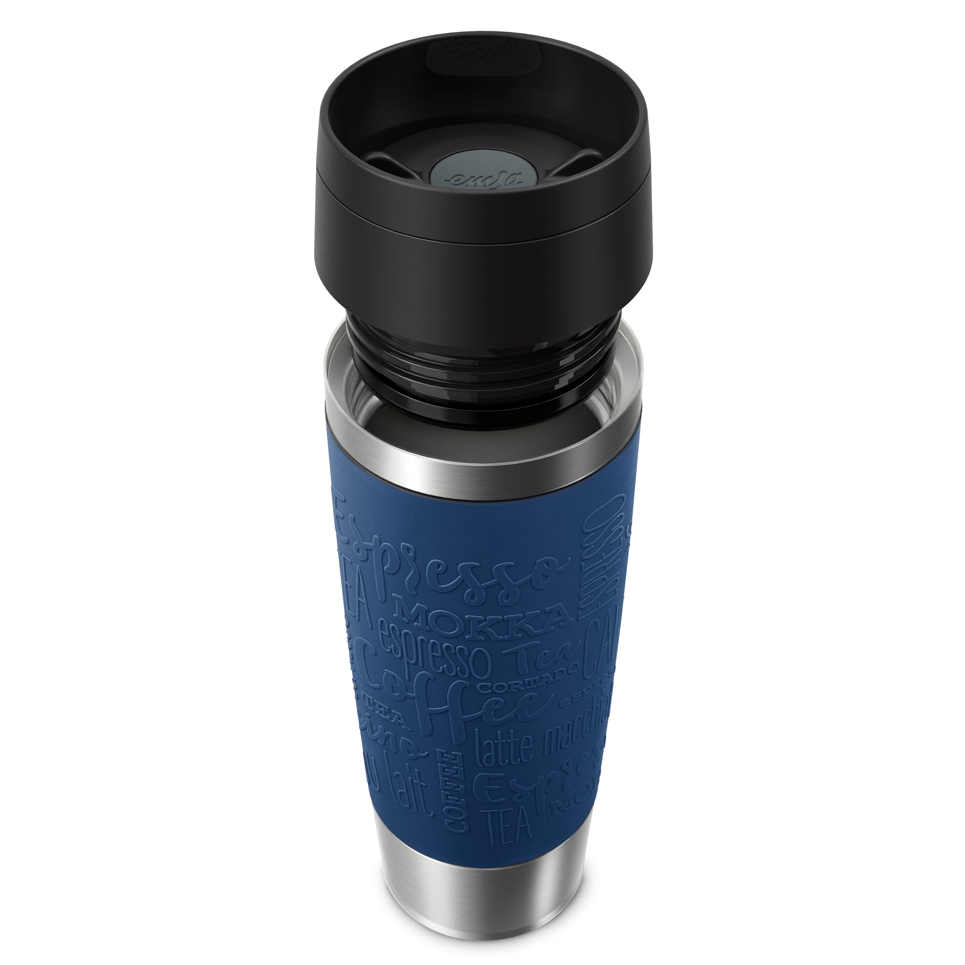 EMSA Travel Mug Classic Thermobecher 500 ml – doppelwandig 4 h heiss/8 h kalt, Edelstahl, Dunkelblau