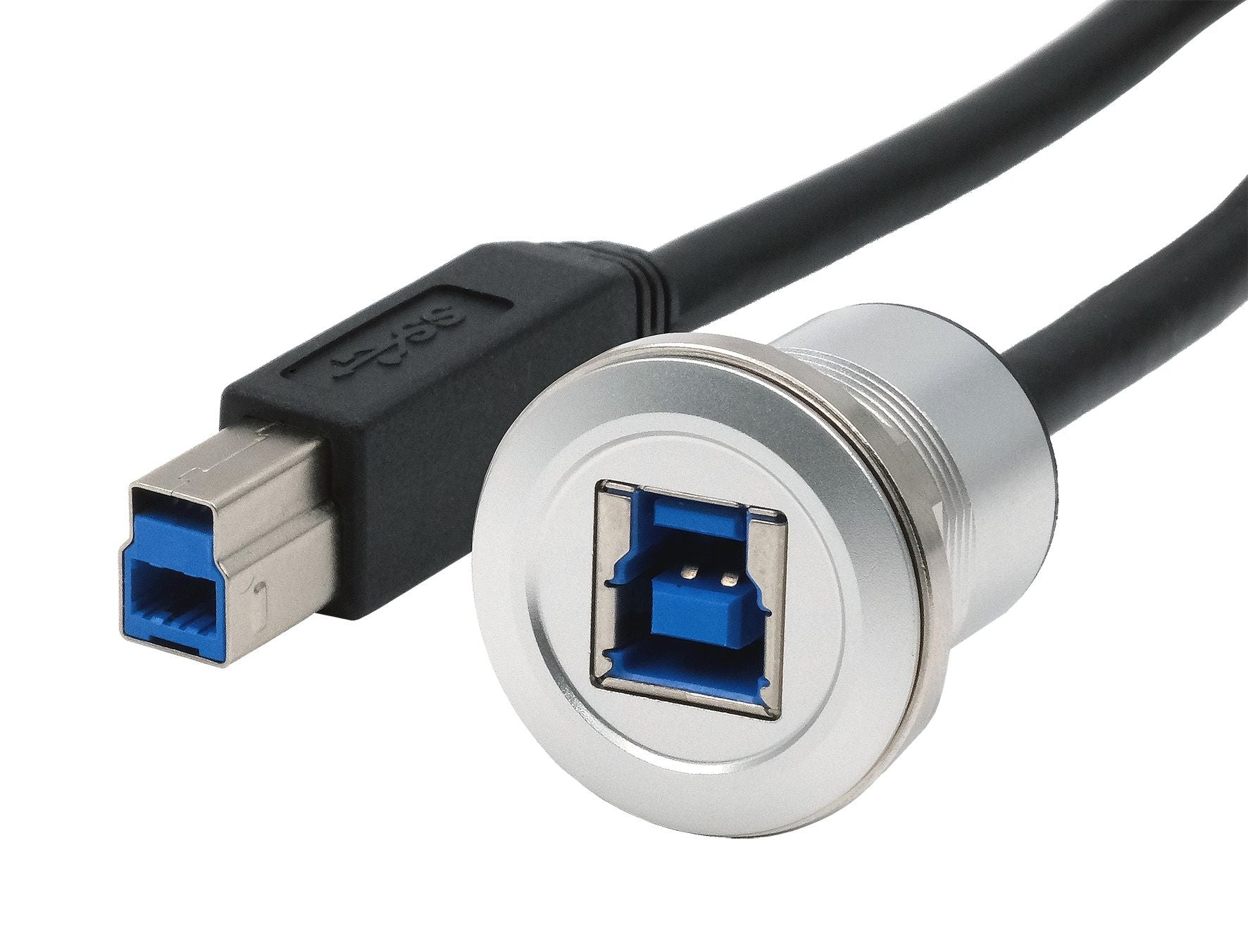 EXSYS USB-Adapter USB-B (Buchse) auf USB-B (Stecker) – USB 3.2 Gen 1 (5 Gbit/s) – 0,3 m – Metallverstärkt