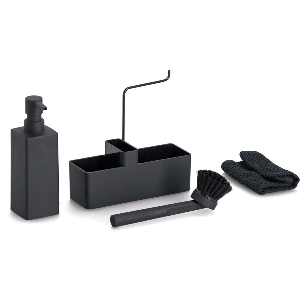 Zeller Present Utensilienhalter (wandmontiert) 20,2 × 7 × 20 cm, Kunststoff (ABS/PP)/Silikon, schwarz