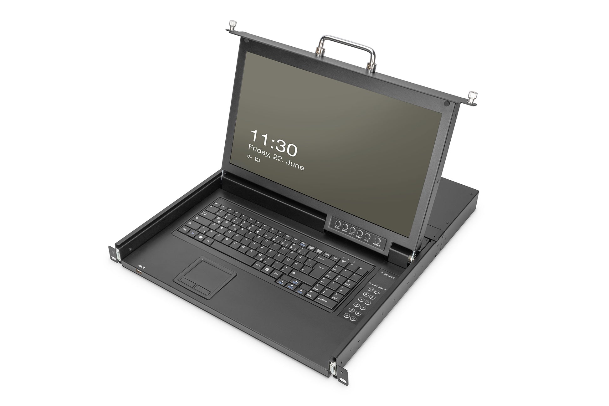Digitus 17" Rack-LCD-Konsole – 1920 × 1080, 16-Port KVM, Deutsch – 1U