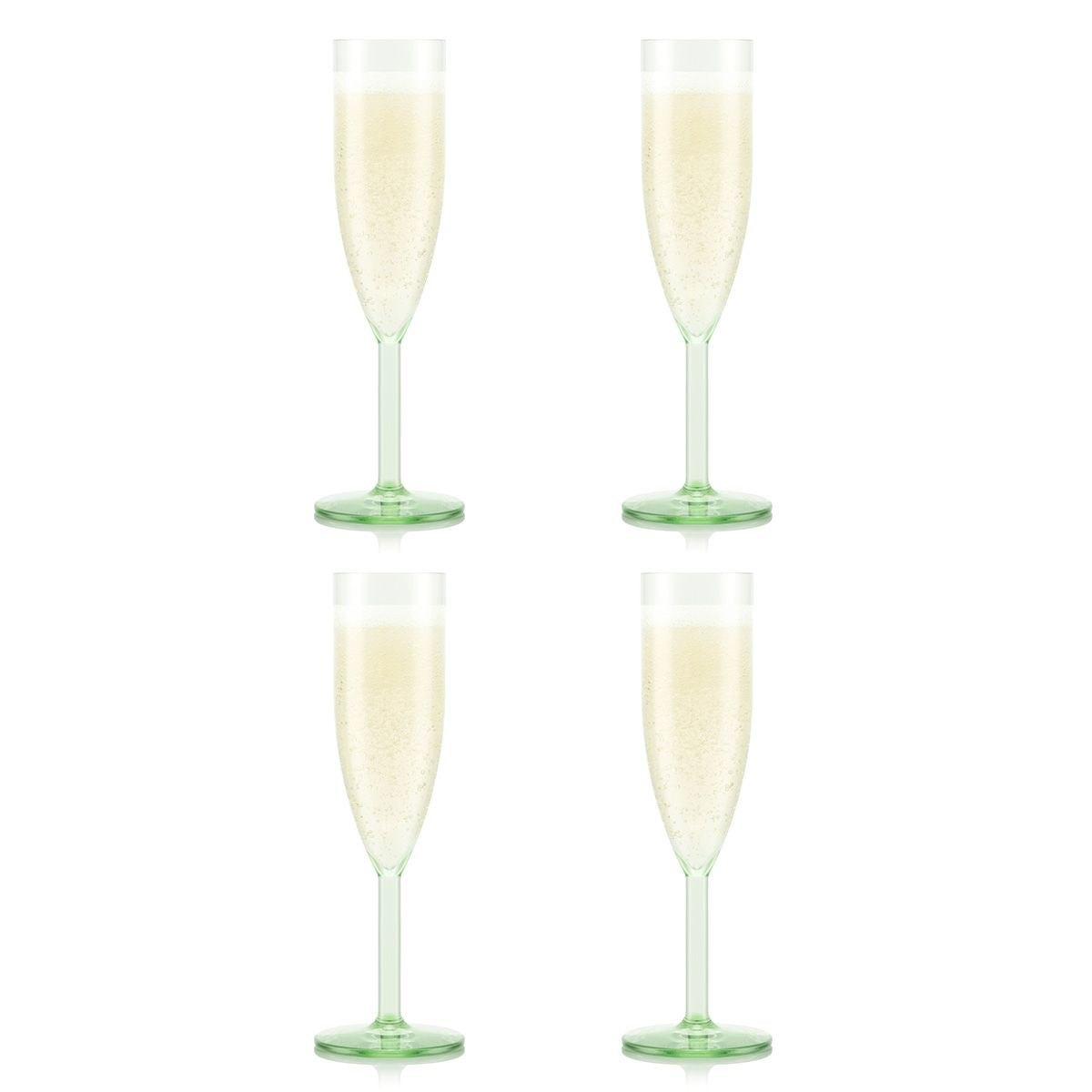 Bodum Okett Champagnerflöte – 4er Set, 120 ml, Ø 6,5 cm, H 20,9 cm, Kunststoff, Grün, spülmaschinenfest, BPA-frei