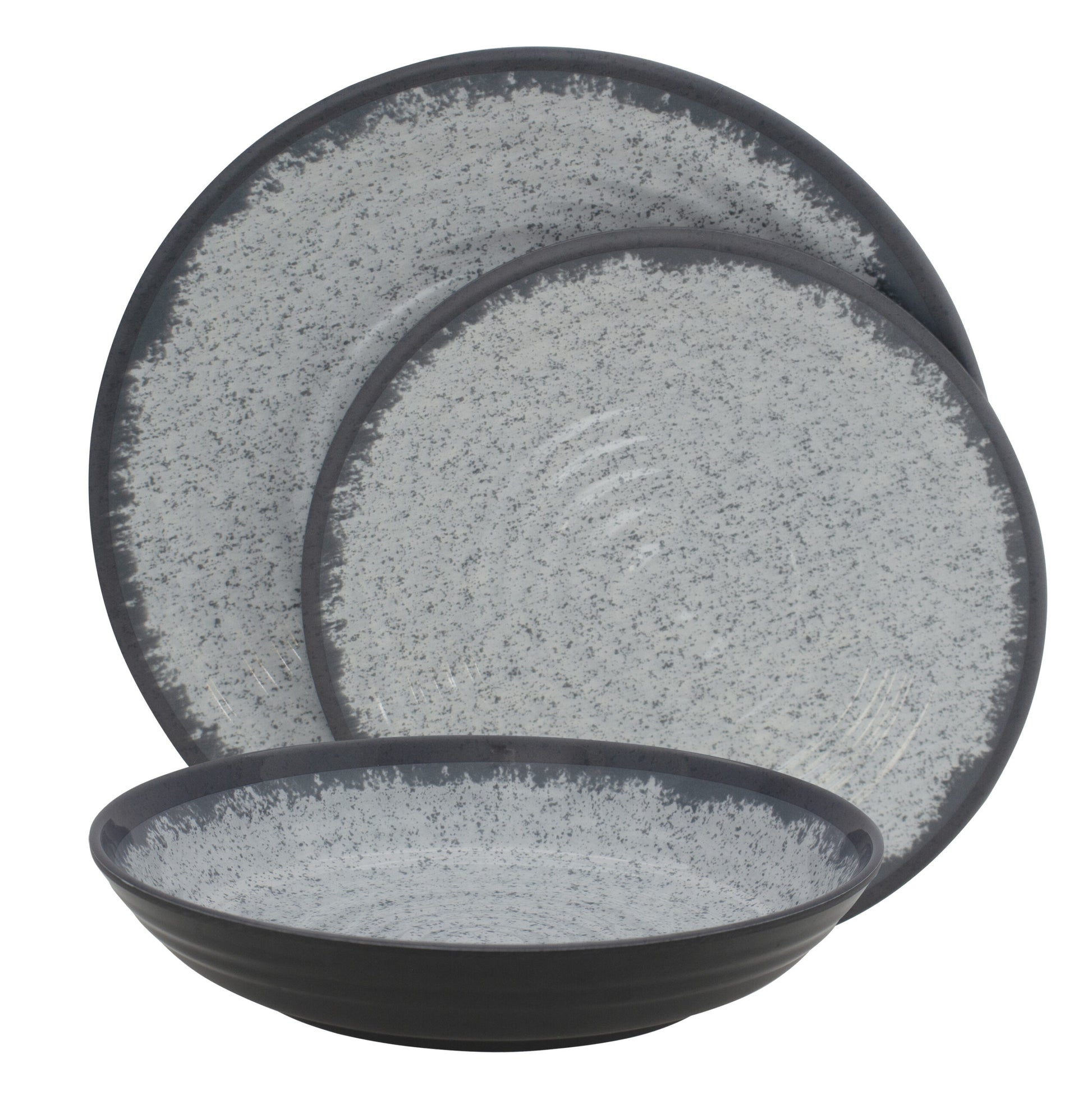 Eurotrail Speise-Service – 16-teilig, Speiseteller Ø 26,5 cm, Melamin, Anthrazit