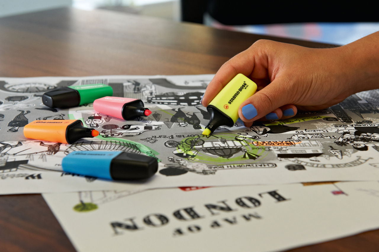 STABILO BOSS MINIpop Textmarker Set 5 Farben – Keilspitze, 2–5 mm