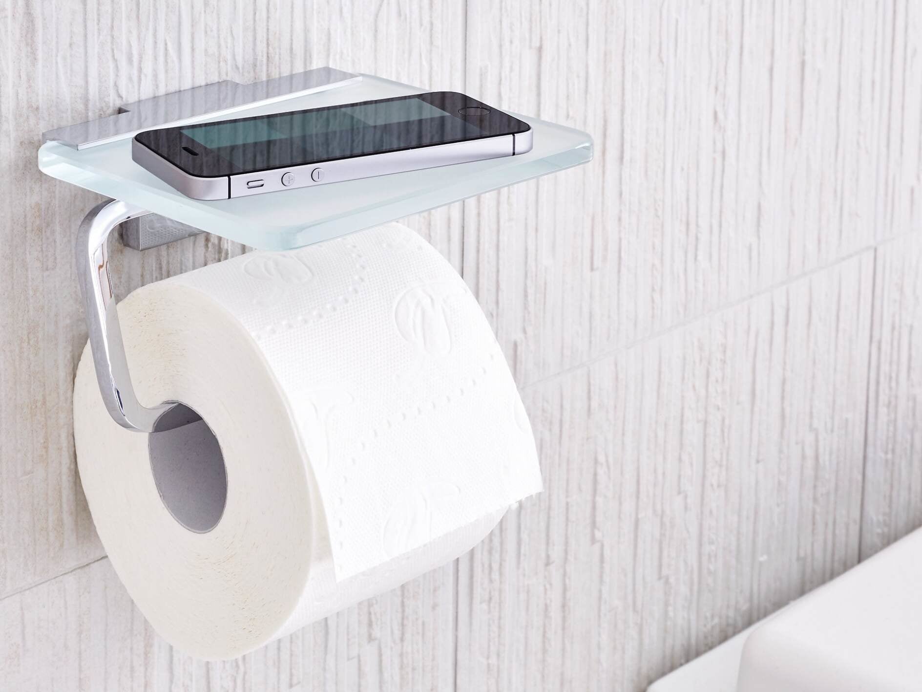 TESA Toilettenpapierhalter – Glas/Chrom, Wandmontage, 13,9 × 16 × 9,9 cm