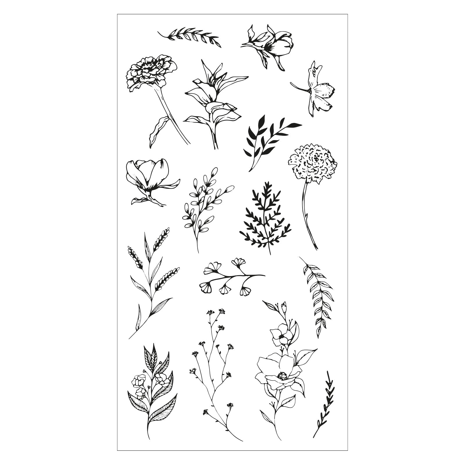 Sizzix Stempel-Set – Garden Botanicals – 17 Stempel – Transparentes Polymer