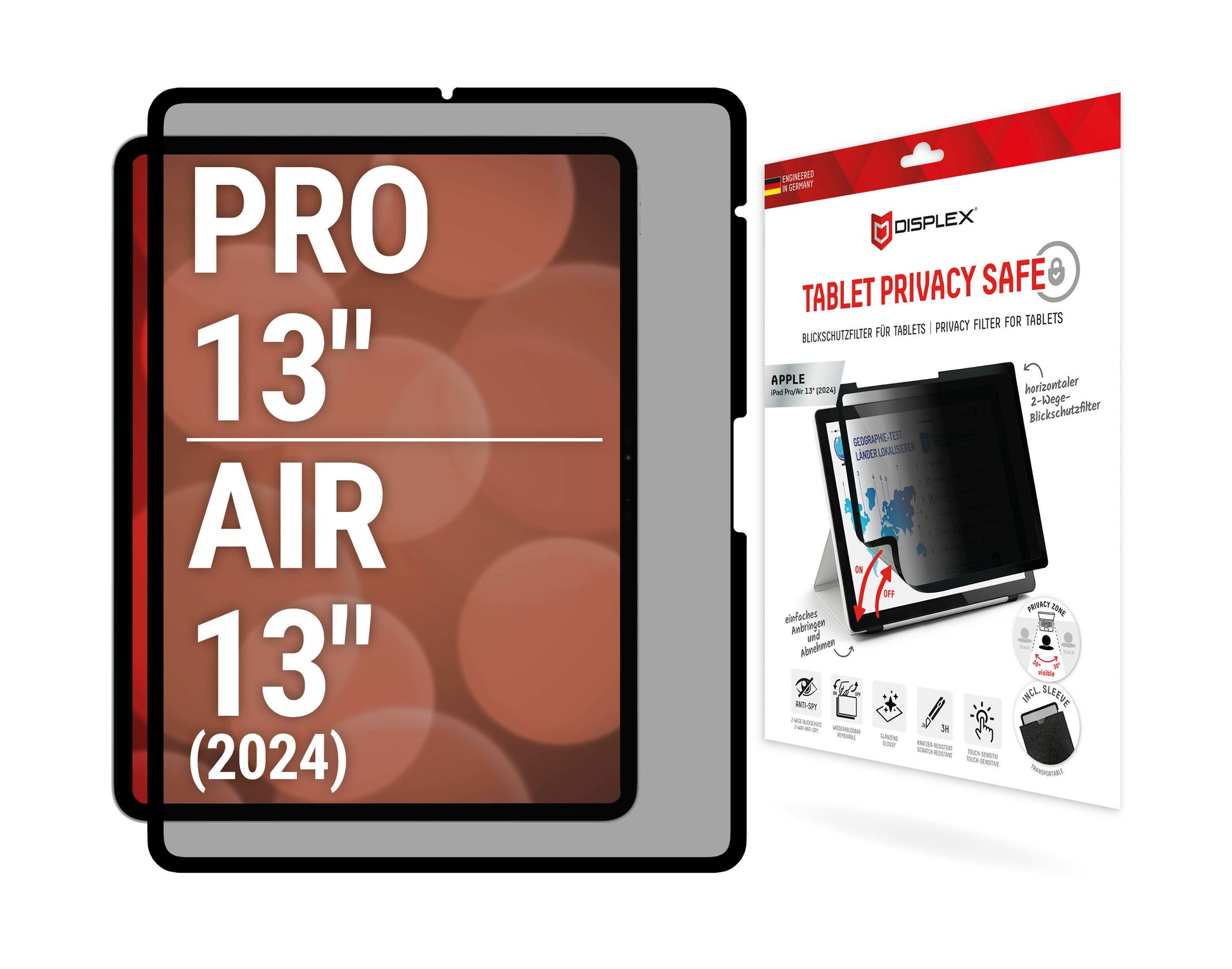E.V.I. Blickschutzfilter 13", 3H, kratz- und staubresistent – für Apple iPad Pro/Air 13" (2024)