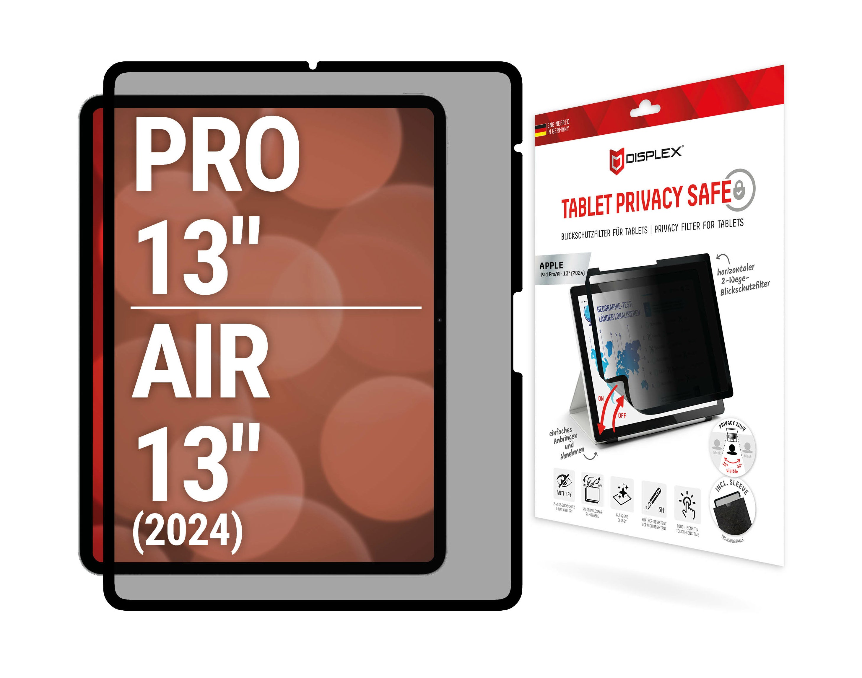 E.V.I. Blickschutzfilter 13", 3H, kratz- und staubresistent – für Apple iPad Pro/Air 13" (2024)