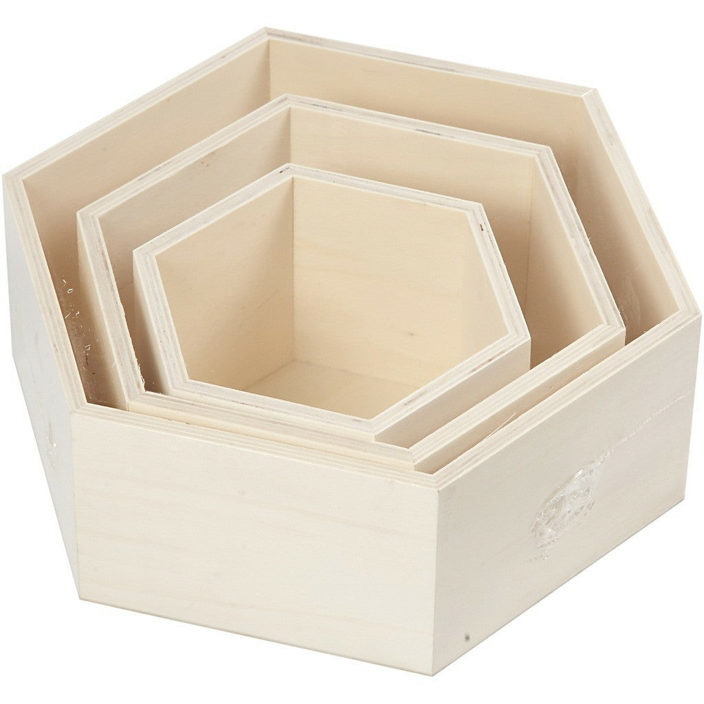 Creativ Company Wandregal, Hexagonal – Holz, Braun – 3 Stk.