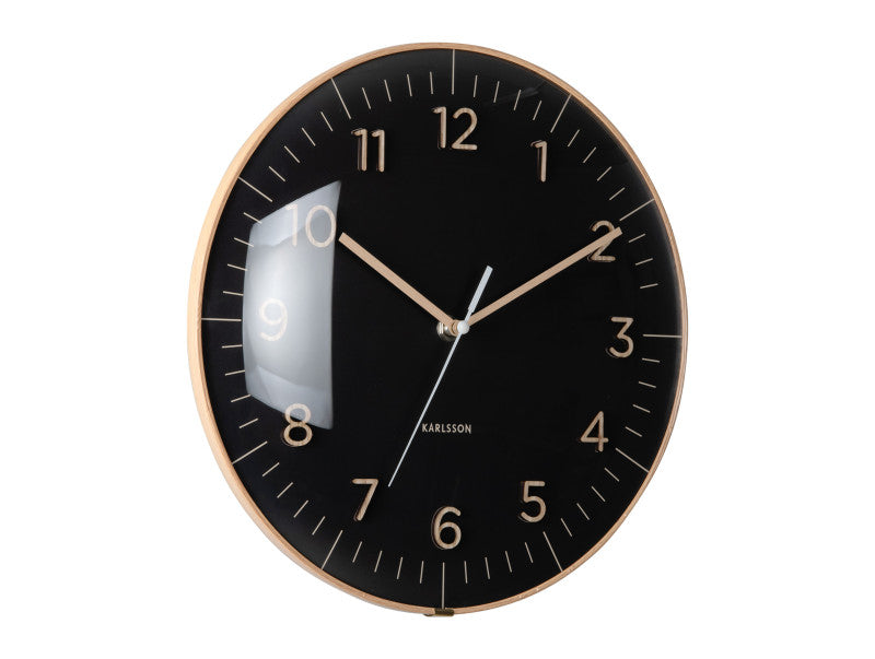 Karlsson Esencia Dome Wanduhr – Analog, Ø 30 cm, Schwarz, Kunststoff