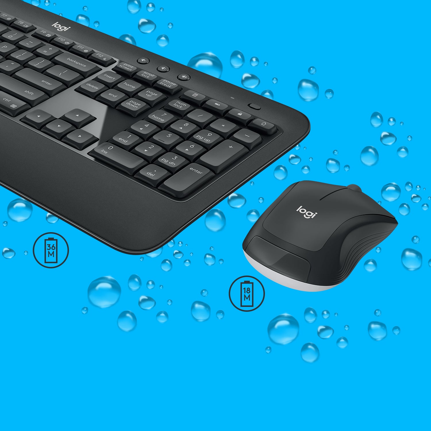 Logitech MK540 – Tastatur, kabellos (2,4 GHz), US-Layout (EN), Fullsize (mit Ziffernblock)