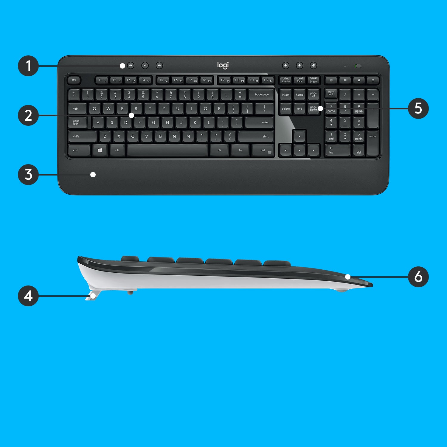 Logitech MK540 – Tastatur, kabellos (2,4 GHz), US-Layout (EN), Fullsize (mit Ziffernblock)
