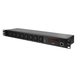 LogiLink Rack-PDU Metered 1U, 20 A 110-240 V, 8×C13, Eingang C20 – schwarz