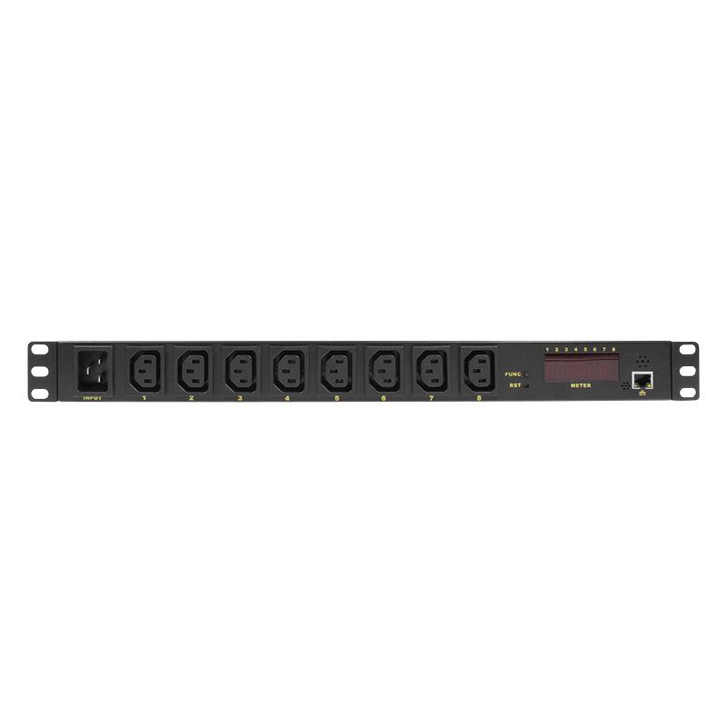 LogiLink Rack-PDU Metered 1U, 20 A 110-240 V, 8×C13, Eingang C20 – schwarz
