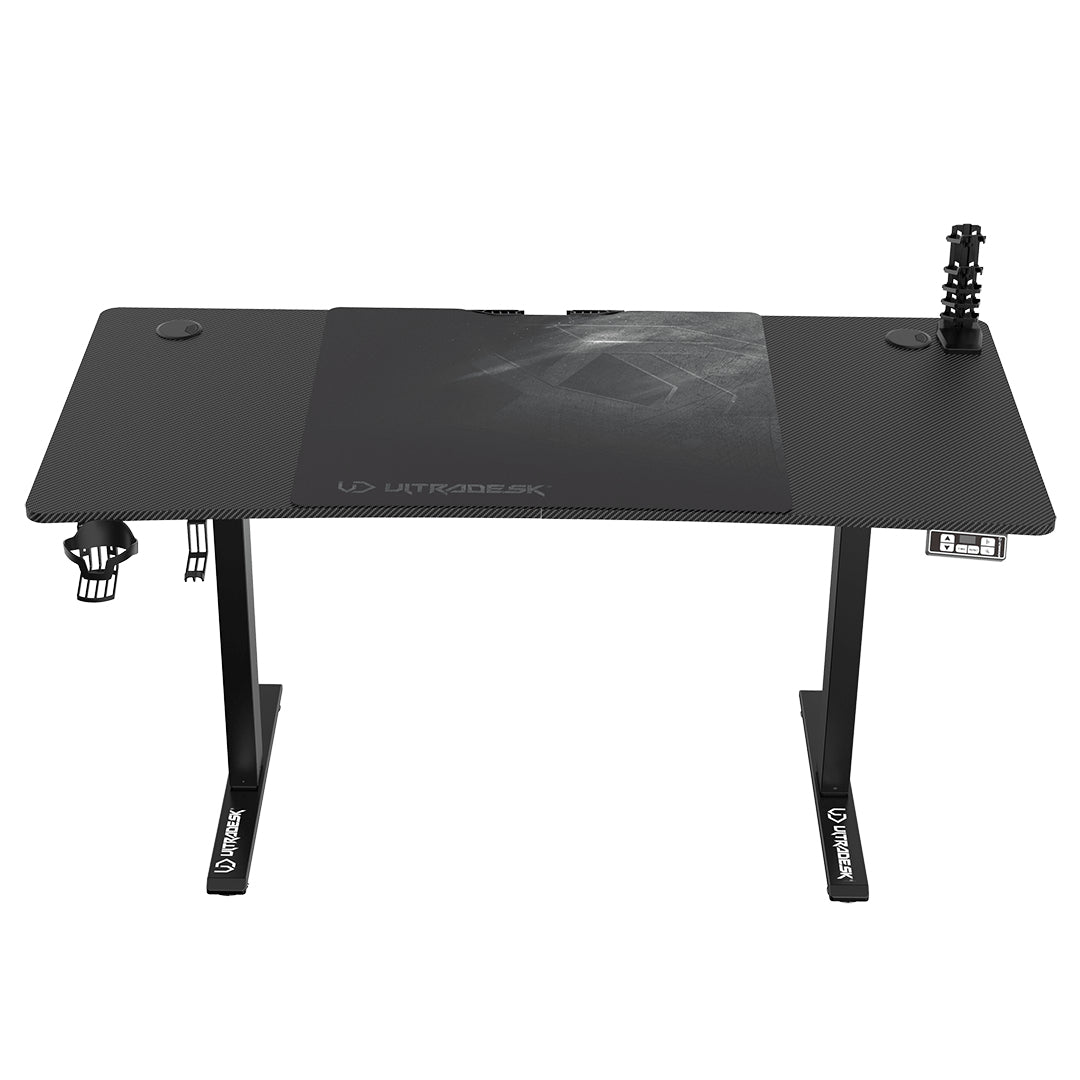 Ultradesk Level V2 Gaming-Tisch – 140 × 68 cm, höhenverstellbar, schwarz, Stahl