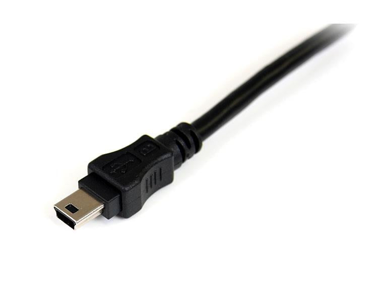 StarTech.com USB-A auf Mini-USB-B Y-Kabel – USB 2.0 (480 Mbit/s) – 1,8 m – PVC-Mantel – Schwarz/Rot