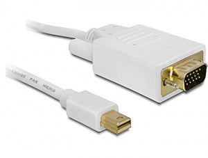 DeLOCK Kabel Mini DisplayPort zu VGA – 1920 × 1200 @ 60 Hz, DisplayPort 1.1, 1 m, Weiss