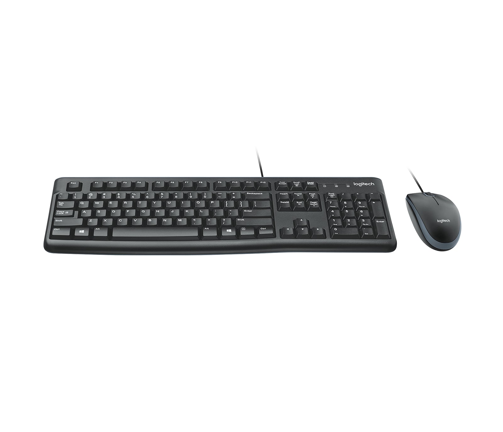 Logitech MK120 – Tastatur, kabelgebunden (USB-A), US-Layout (EN), Fullsize (mit Ziffernblock), schwarz
