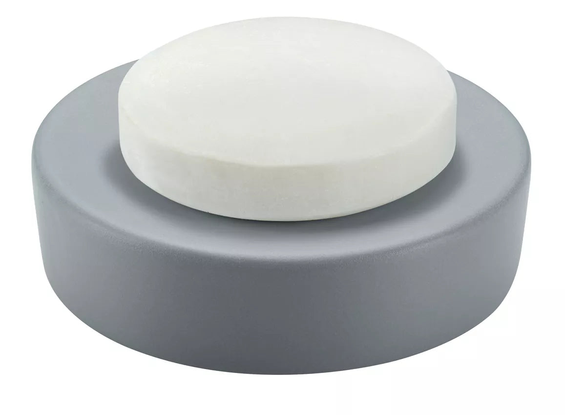 Diaqua Seifenschale Zylo – Keramik/Metall, Ø11,5×3 cm, Grau (rund)