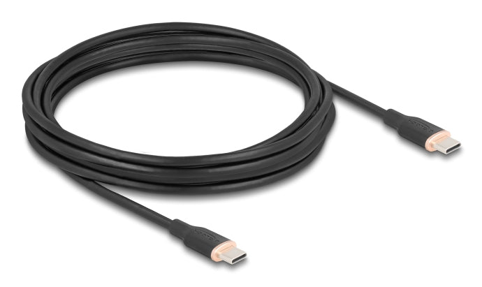 DeLOCK USB-C auf USB-C Kabel – USB 2.0 (480 Mbit/s) – 4 m – PD 60 W – Silikon – Schwarz