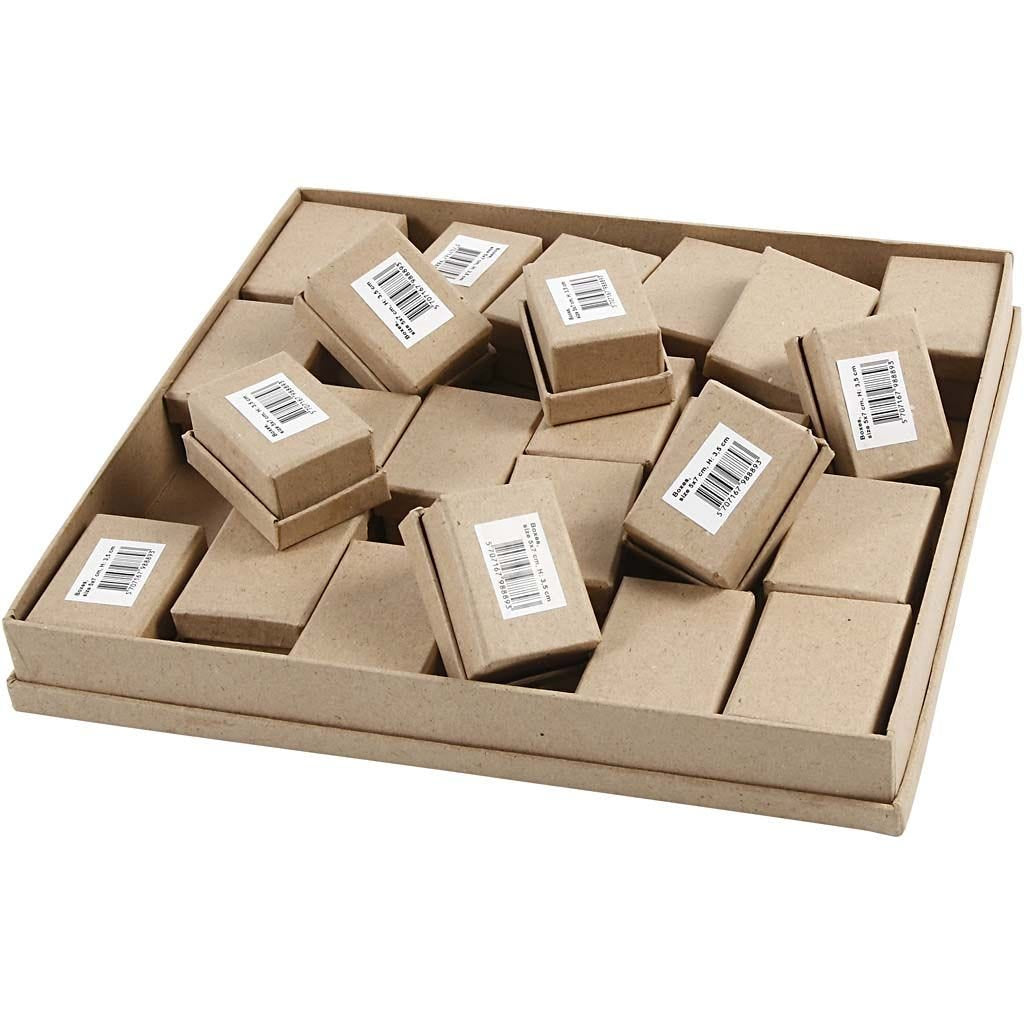 Creativ Company Aufbewahrungsbox – 70 × 50 × 35 mm, Papier, mit Deckel, natur – 24 Stk.