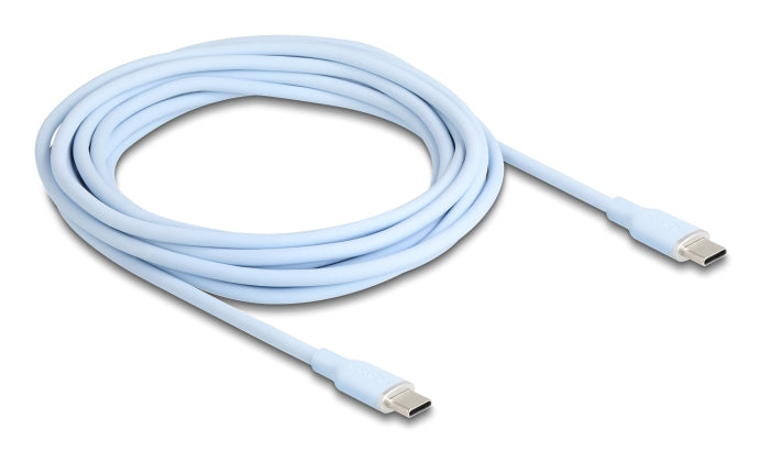 DeLOCK USB-C auf USB-C Kabel – USB 2.0 (480 Mbit/s) – 4 m – PD 60 W – Silikon, Blau
