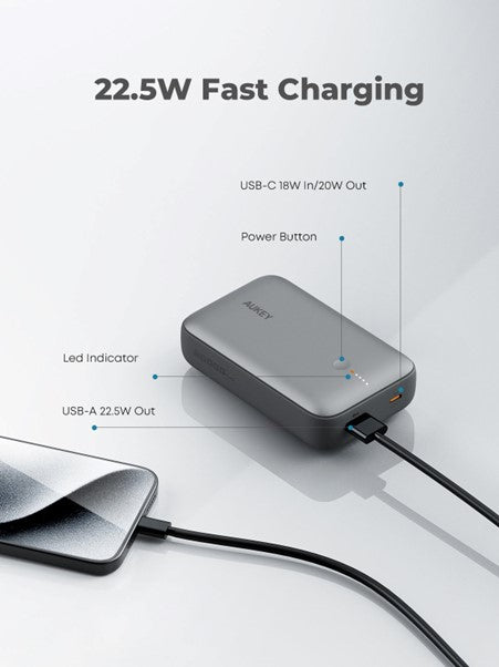 AUKEY Powerbank 20000 mAh, PD 20 W, Grau