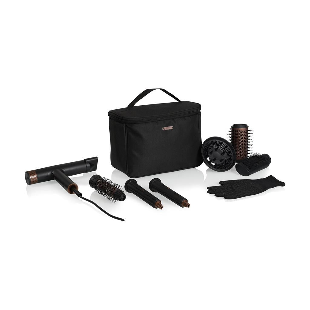 Princess Warmluftbürste Airstyler Pro 7-in-1 – 2000 W, Ionenfunktion – 1,8 m Kabellänge – Schwarz