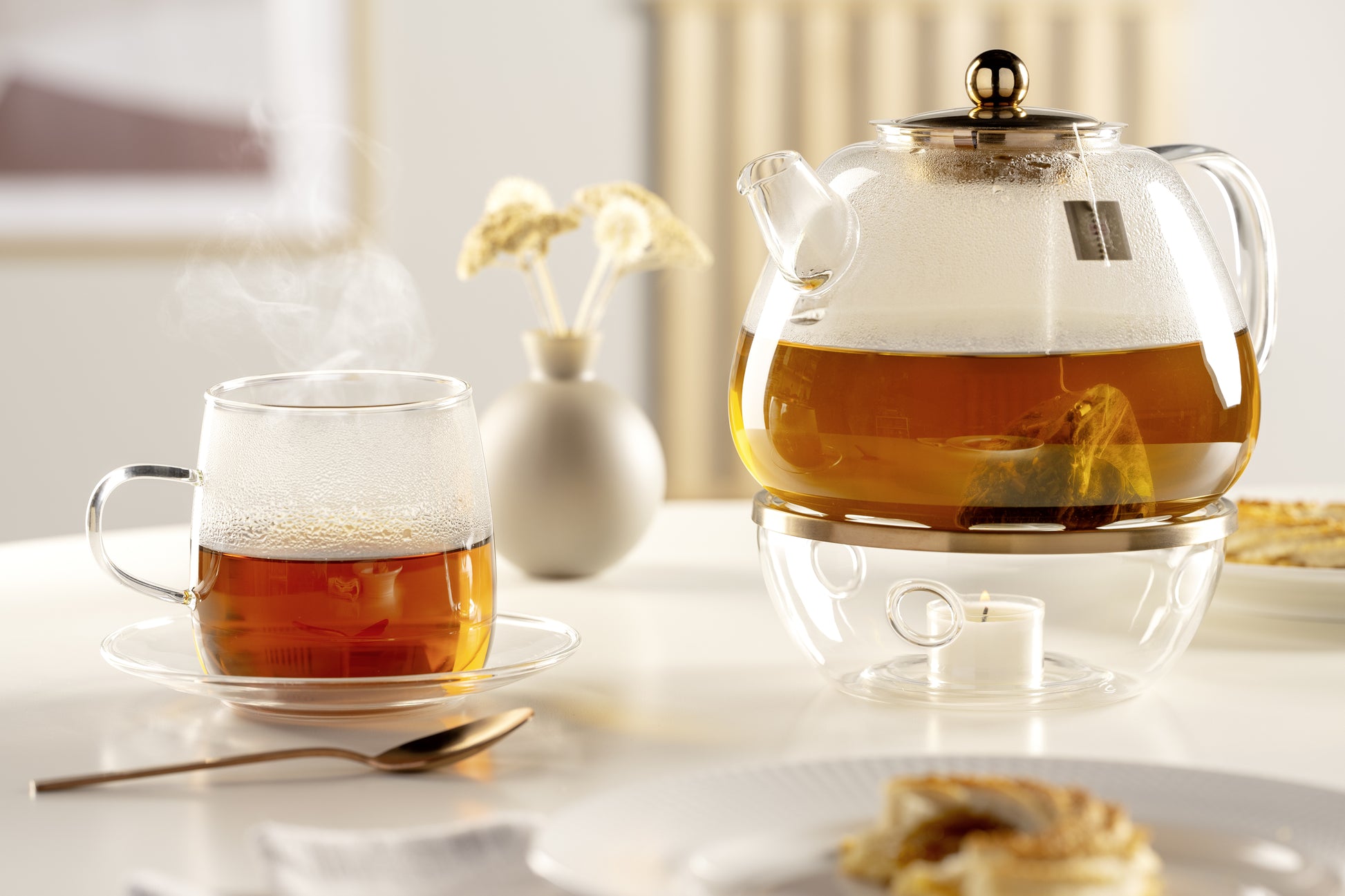 LEONARDO Teekanne – 1,5 l, Borosilikatglas, transparent, abnehmbarer Deckel, mit Teefilter, spülmaschinenfest