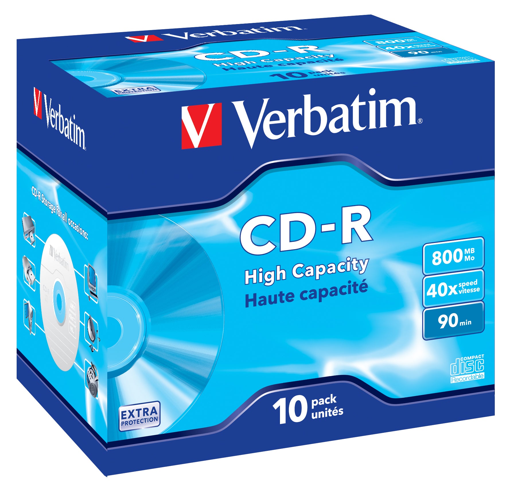 Verbatim CD-R 800 MB/90 Min. 40x – 10 Stück