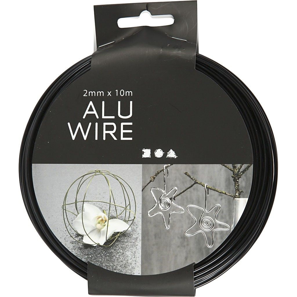 Creativ Company Aluminiumdraht, Aluminium, Schwarz, Ø 2 mm × 10 m
