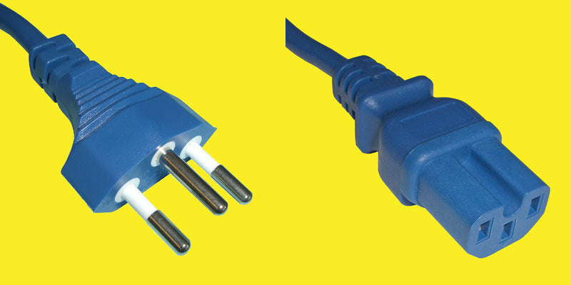 Diggelmann Netzkabel, Typ J auf IEC C15, 1 m, Blau, WGSPCBL10I-010