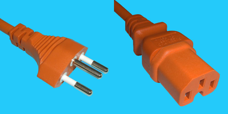 Diggelmann Netzkabel, C15 auf T12, angespritzt, 3 m, Orange