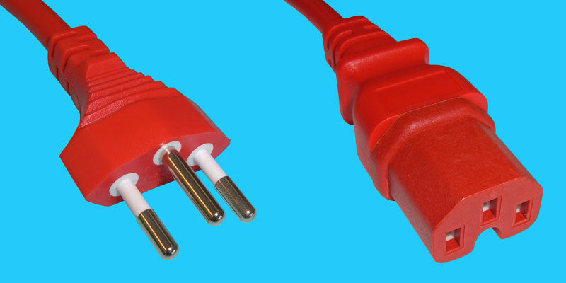 Diggelmann Netzkabel, Netzstecker Typ J auf C15, angespritzt, 2 m, Rot, WGSPCRDI10-2