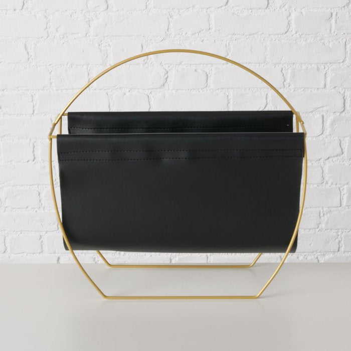 Boltze Rulana Zeitschriftenständer – Metall/Polyurethan – Gold – 400 × 140 × 405 mm