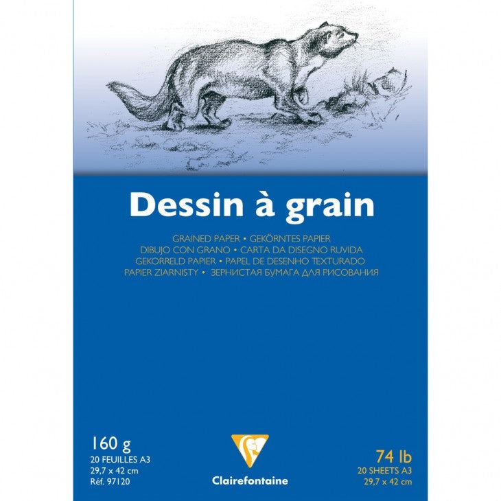 Clairefontaine Zeichenpapierblock – A3 quer, 160 g/m², Weiss, 20 Blatt, für Trockentechniken – PEFC