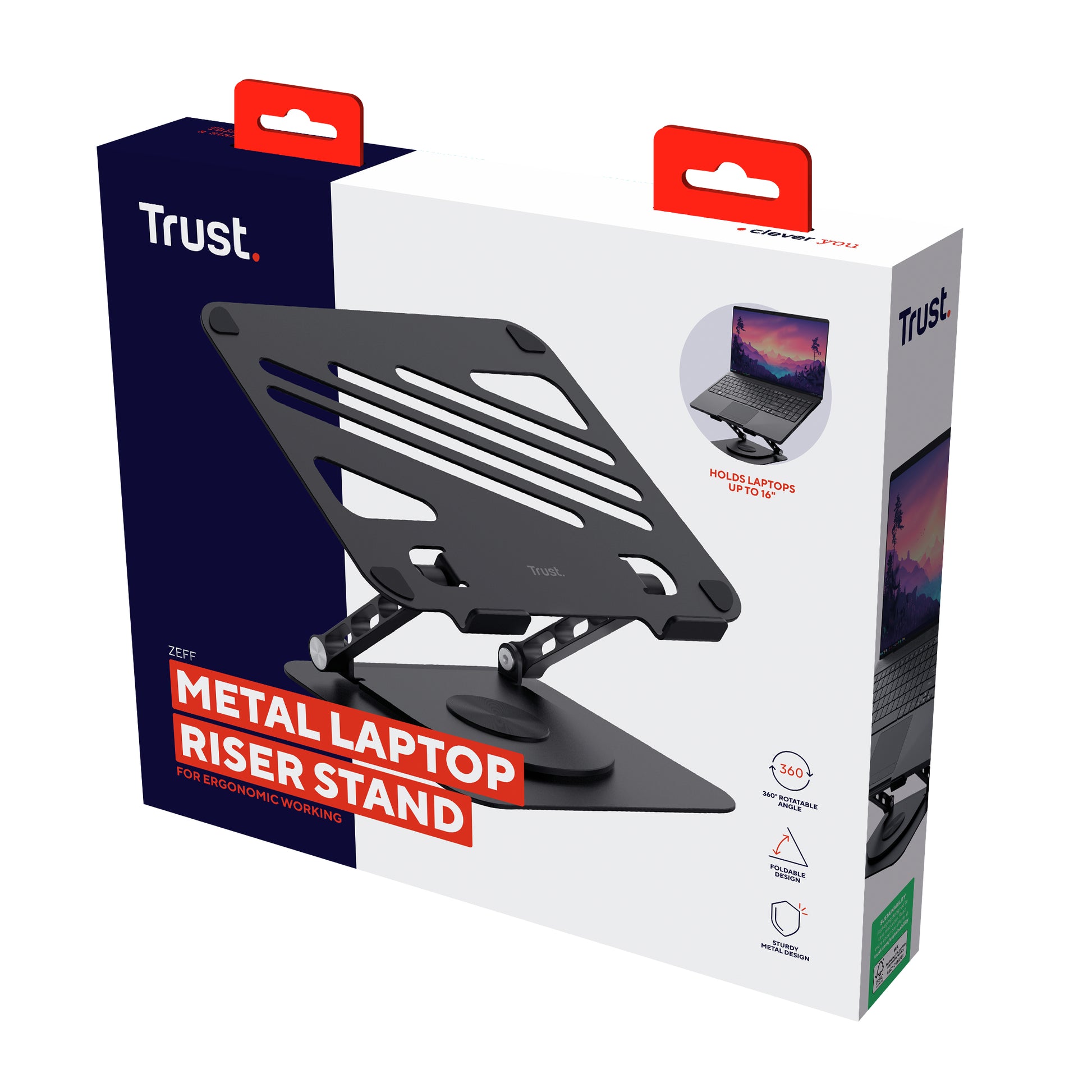 Trust Zeff Laptop-Ständer – für Notebooks bis 16", Metall, Schwarz