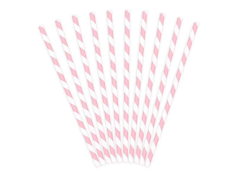 PartyDeco Papierstrohhalme, 19,5 cm, rosa/weiss – 10 Stk.