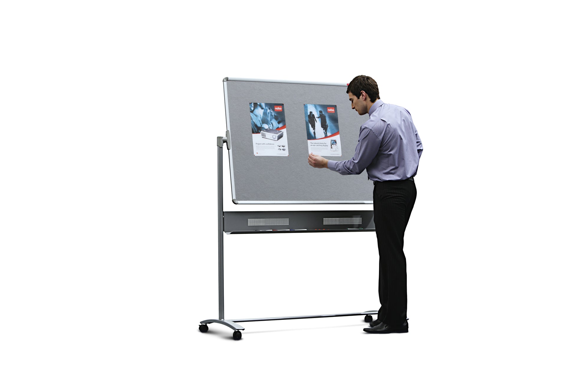 Nobo Whiteboard – 120 × 90 cm, Stahl, magnetisch, mobil, beidseitig, drehbar, inkl. Stiftablage